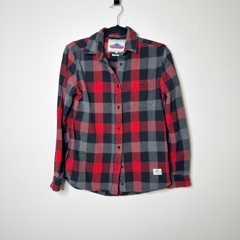 Penfield Madewell Flannel Shirt Women Small Red Black Buffalo Plaid Outdoor